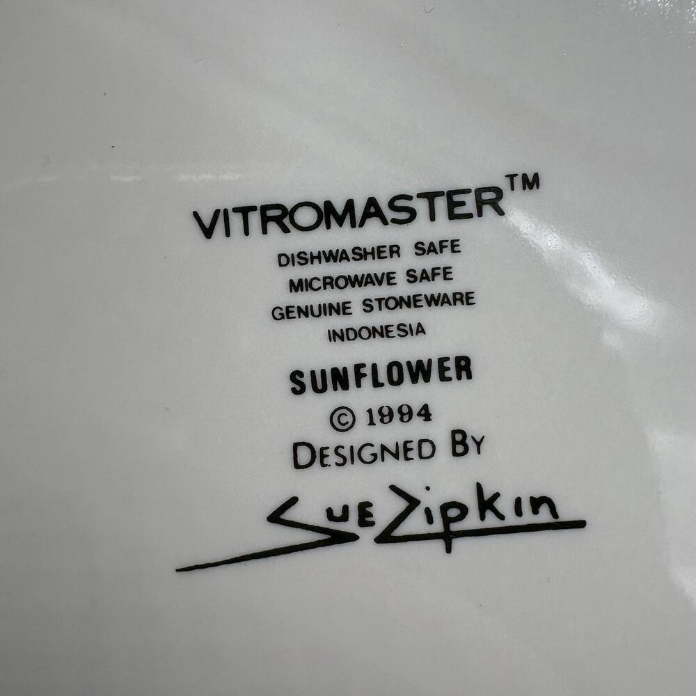 Sakura Vitromaster Salad Plates 7.75" Sunflower 1994 Sue Zipkin Lot Set of 4 Vtg - Picture 2 of 12